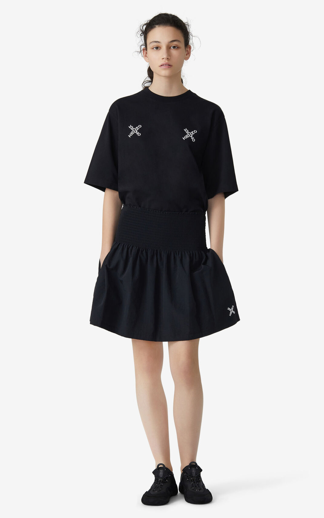 Kenzo Sport Little X flared Skirt Black For Womens 5283WPOIG